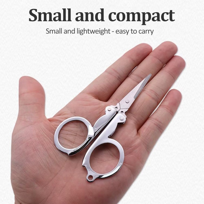 Stainless Steel Folding Scissors, Portable Foldable Travel Metal Scissors, 11.7