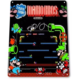 Mario-Bros Classic Arcade Marquee Game Room Man Cave Wall Decor Metal Tin Sign
