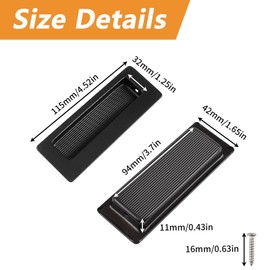 MOROBOR 4PCS Rectangular Concealed Recessed Pulls Handles, Embedded Design Sliding Door Handle with Screws, Stainless Steel Hidden Flush Pulls for Wardrobe Drawer (Matte Black/115mm)