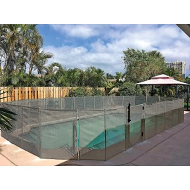 WaterWarden Pool Fence 5’ x 12’, Movable / Removable Child Safety Pool Fencing, Easy DIY Installation with Hardware, 5 Foot Inground Swimming Pool Fence to Protect Kids and Dogs, Grey Mesh, (48" H)