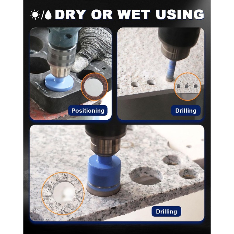 Diamond Tile Hole Saw Kit - 11Pcs 1/4'', 5/16'', 3/8",
