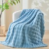 Deamsure Twin Blanket for Couch Blue 3D Bubble Fleece Soft