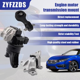 LONGKEES A65048 A65021 A65087 3PCS Engine Motor Mount & Trans Mount Compatible with 2012 2013 Civic 1.8L Coupe/Sedan