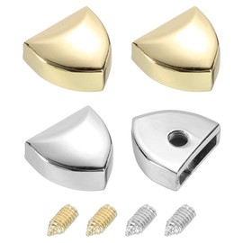 sourcing map 4Pcs Metal Zipper Stoppers, Belt Tip with Screw Pull Top Ends Tail Clip DIY Sewing Craft Set for Zipper Webbing Strap End Tip, Gold, Silver