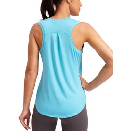 Women's Workout Tops Sleeveless Athletic Tops Running Tank Tops for Sports Exercise Light Blue M