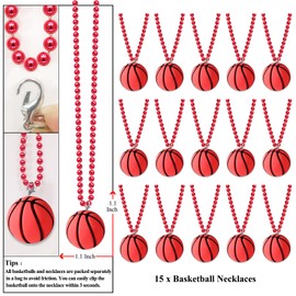 KeeStar 15 Pack Basketball Necklace Party Favors for Sports Themed Baby Shower, Birthday Party Goodie Bag Fillers, School Carnival Rewards, Classroom Prize