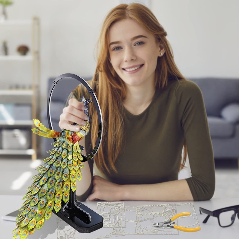 Piececool 3D Puzzles for Adults, Gorgeous Peacock 3D Metal Model
