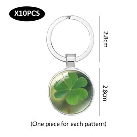 10 Pieces Four Leaf Clover Keychain, Green Pendant Keychain, Portable Keychain, Metal Keychain