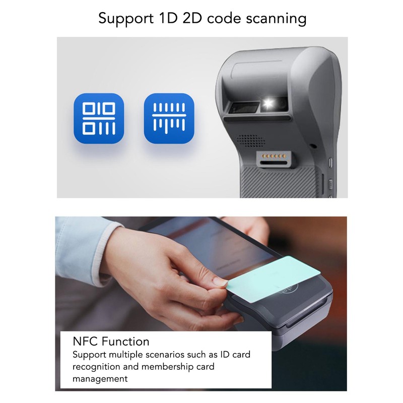 POS Terminal Receipt Printer 4G WIFI Bluetooth Thermal Printing 1D