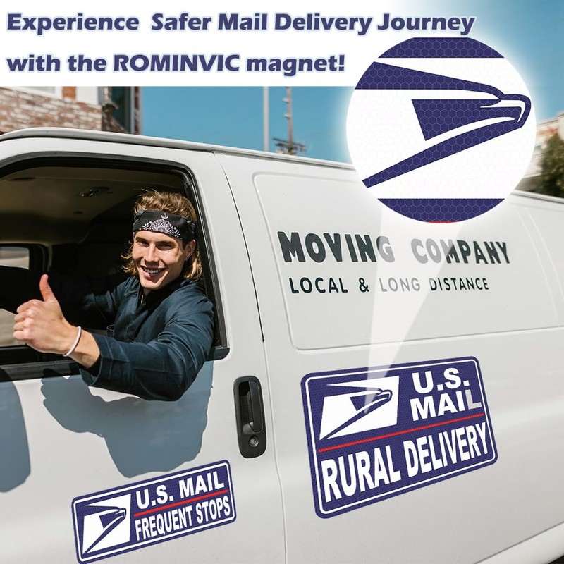 ROMINVIC Car Magnets Postal,Heavy Duty U.S. Reflective Mail Delivery Driver