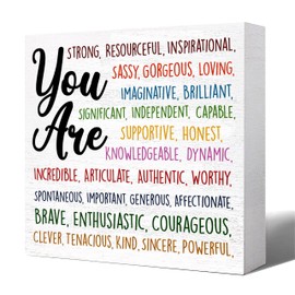 YROVWENQ You Are Sun Inspirational Wooden Box Sign - Motivational Quote Desk Decor for Home, Office, Bedroom, and Table - Gift for Son Daughter Friends