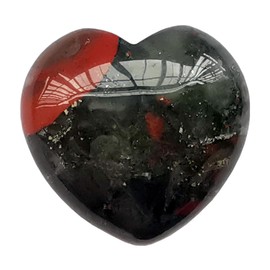 Bacatgem 1 Pcs Natural African Bloodstone Palm Worry Carved Heart Love Stone,1.57 inchs Crystals and Healing Stones