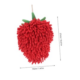 ABOOFAN Cute Strawberry Shaped Chenille Hand Towel Quick Drying Fuzzy Dishcloth for Kitchen Bathroom Use Decorative Practical with Hanging Loop for Hand Drying Face Wiping