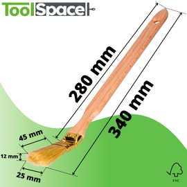 ToolSpace Curved Calorie Binding Brush | Radiator Brush | Width 25 mm | Total Length: 34 cm | Bristles: Dense, Natural Bristles | Handle: Beech Wood | Pack of 1