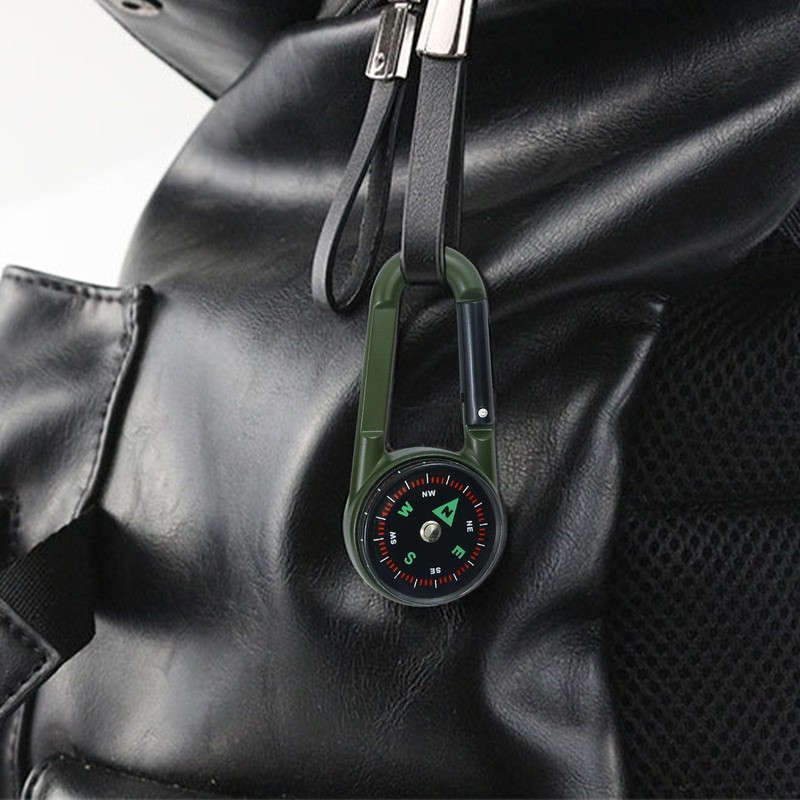 Compass with Carabiner Hook, Thermometer, Carabiner Hook, Mini Compass, Compass