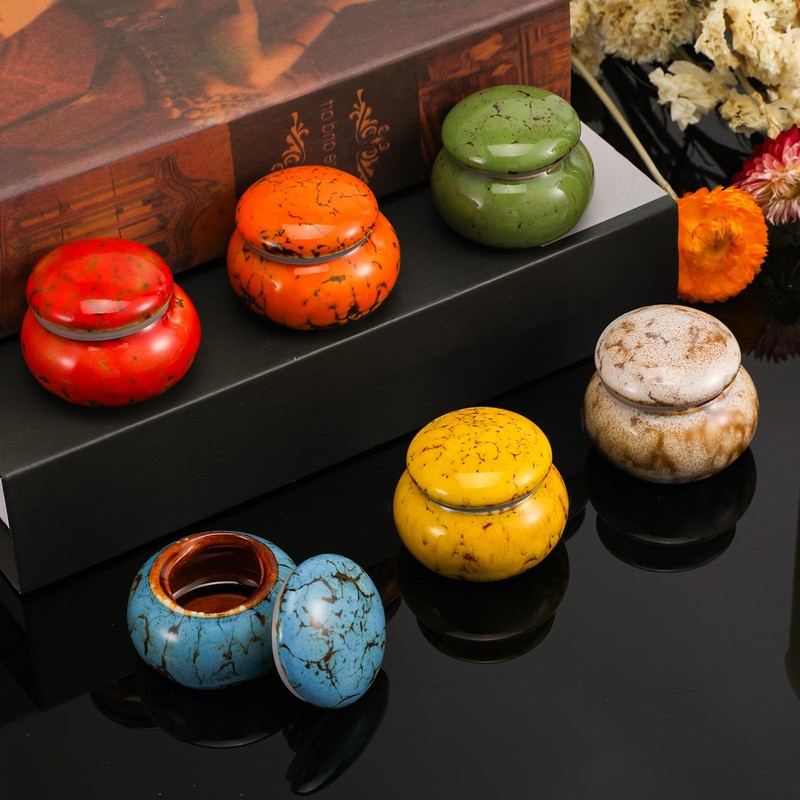 6 Pcs Ceramic Small Urns for Human Ashes Keepsake Set,