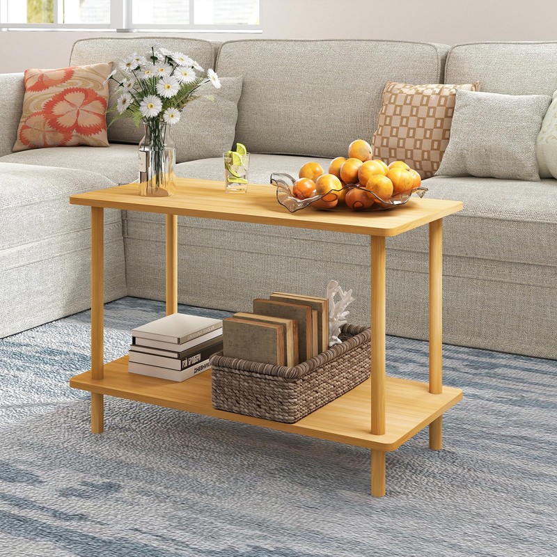 Funecy 2-Tier End Table, Sofa Side Table with Storage, Narrow