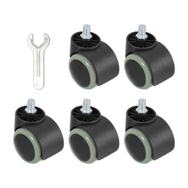 PATIKIL Office Chair Wheels Replacement 2", 5 Pcs Nylon Heavy Duty Office Furniture Casters Wheels with Wrench Universal Wheel for Hardwood Floor Carpet, Black/Gray(Screw Stem)