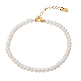 TreasureBay Women's Pearl Bracelet | Handmade Womens 4mm White Real Pearl Beaded Bracelet for Ladies and Girls - Adustable Length