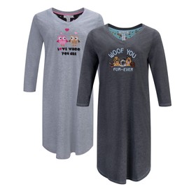 Rene Rofe Womens 2 Pack Cotton Sleepshirts - Super Soft Cotton Sleepwear Gowns