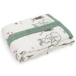 Little Unicorn Snow Day Cotton Muslin Quilt Receiving Blanket | 100% Cotton | Super Soft | Babies and Toddlers | 30" x 40" | Unisex