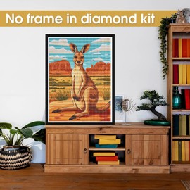 Bimkole 5D Diamond Painting Kits Accessories Kangaroo, Desert Diamond Painting Kit Full Round Drill Painting by Numbers Painting Embroidery Cross Stitch Diamond Decoration 30 x 40 cm
