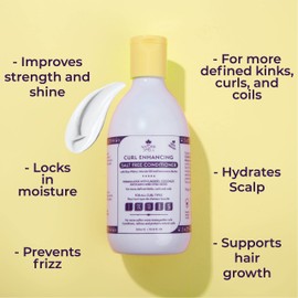 Curl Enhancing Conditioner Curly Hair by Nature Spell 300ml – Sulphate Free Conditioner, Infused Rice Water & Linseed, 100% Vegan, Made in the UK, clear