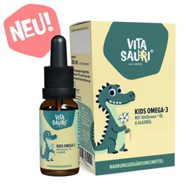 Vitasauri® Kids Omega 3 for Children - Made from Marine Microalgae and Ahiflower Oil - Rich in DHA and ALA - Vegan - 30 ml