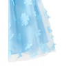 Girls Dresses Blue Wedding Bowknot Flutter Sleeve Square Neck Princess