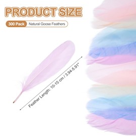 PATIKIL 4-6" Natural Goose Feathers Bulk for Crafts, 300 Pack Long Assorted Colors Feathers Decor for DIY Dream Catchers, Hats, Garland, Vase Supplies Adults Crafting, Soft Color Mix
