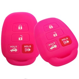 Coolbestda HYQ12BDM - Carcasa de Silicona con 4 Botones para Toyota Camry SE LE Avalon Corolla RAV4 Venza Highlander Sequoia, 2 Piezas Rosa