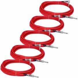 YOVUS 5 RED right to straight 1/4 shielded guitar instrument shielded cable 20 ft foot