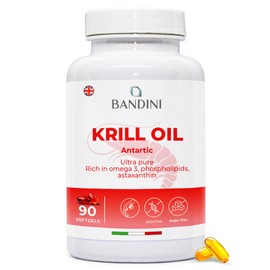 Bandini® Antarctic Krill Oil | 1000mg Pure Red Krill Oil, 155mg EPA and DHA, 400mg Marine Phospholipids, Source of Astaxanthin and Omega 3 | 100% Natural, Laboratory Tested | 90 Softgel