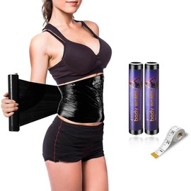 60 Meters Black Osmotic Plastic Body Wrap, Workout &  Enhancer  Film Body Applicator Power Wrap -DIY Sauna Wrap(3 Rolls) - Color: 2 Rolls