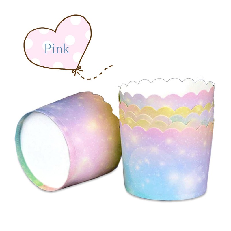 100pcs Gradient Star Cupcake & Muffin Tins Liners, Chic Floral