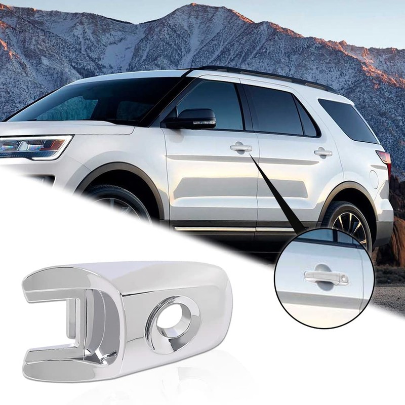 CHEDA Chrome Exterior Door Front Driver Handle Lock Cylinder Cap