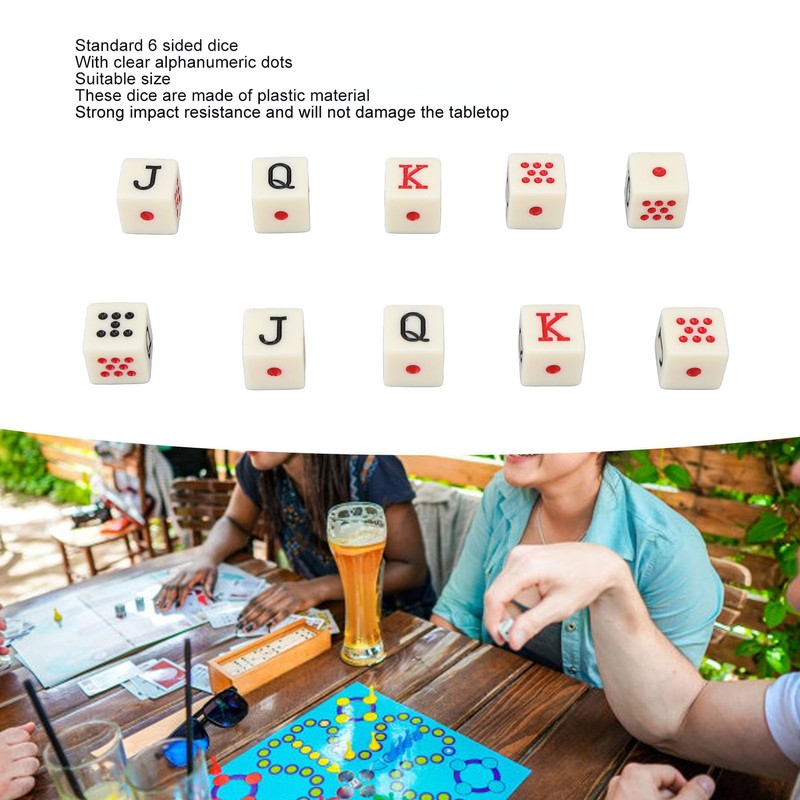 Pack of 20 Spanish Poker Dice, 6-Sided Poker Dice, Spanish