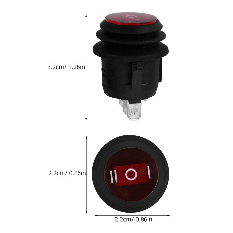 3 Pin Round Rocker Toggle ON/Off Waterproof 6A/250V SPDT Button