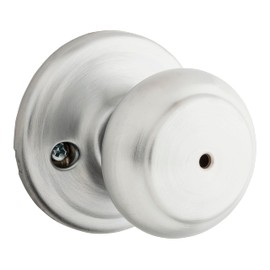 Weiser Troy Satin Chrome Door Knob, Interior Door Handles/Privacy Knobs for Bedroom and Bathroom Doors, Keyless Bathroom/Bedroom Door Lock, Traditional Home Décor