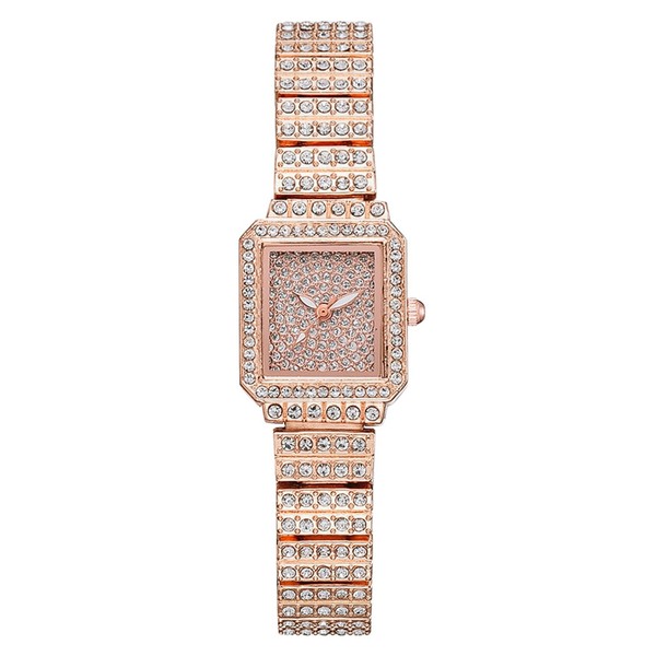 JewelryWe Women's Square Diamond: Luxury Glitter Rhinestone Analogue Quartz Wrist