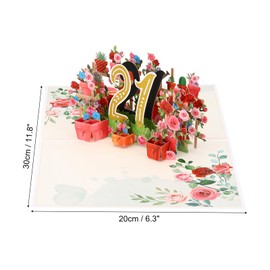 PATIKIL 21 Year Anniversary Card, 21th Birthday Card Wedding Flower Anniversary Greeting Card Pop-Out Birthday Card 3D with Envelope for Wife Girl Her Couple