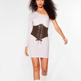 YeeHeen Corset Waist Belt for Women Lace-up Wide Leather Belts Elastic Tied Waspie Waist Cinchers for Dress 105CM Coffee