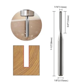 Trvoxviq CNC Straight Router Bit 1/8 Inch Shank 1/16 Cutting Dia Router Bit Straight Flute Carbide End Mill Cutter 2-Flute Carbide CNC bit for Woodworking 10 Pack