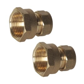 hep® 15mm Compression by 3/4" BSP Brass Female Iron Coupler Straight Adaptors 15mm x 3/4" BSP Female (Pack of 2)