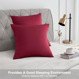 WOLTU Set of 2 Satin Cushion Covers, 80 x 80 cm, Premiun Pillowcase Soft Similar to Silk Cushion Cover, Hair and Skin Care, Silky with Zip, Bordeaux