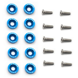 Zoucsj 20pcs J-D-M Billet Aluminum Fender Bumper Washer Bolt Engine Bay Dress Up Kit M6 (Blue)