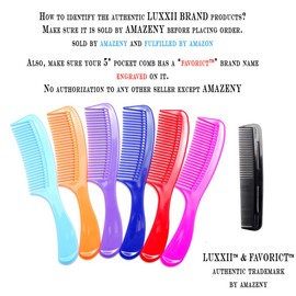 LUXXII - (6 Pack) 8" Colorful Styling Essentials Round Handle Comb and (1 Pack) 5" Favorict Pocket Comb (A)