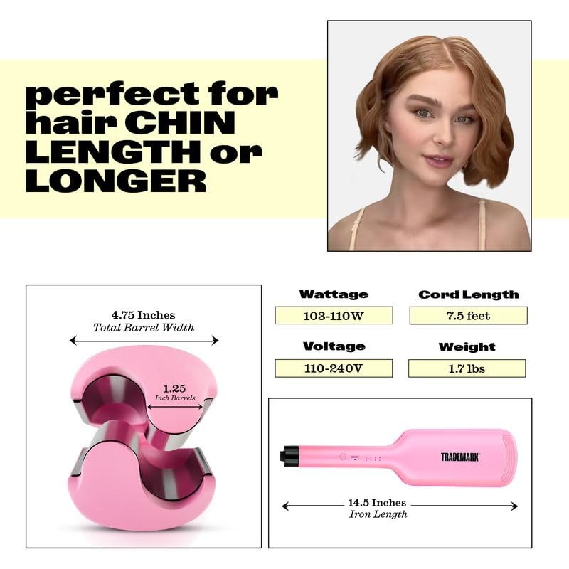 Trademark Beauty Hair Waver - Double Barrel Hair Crimper, Beach
