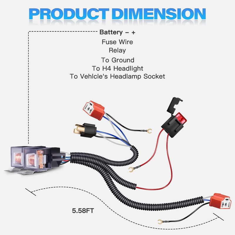 BAOLICY H4 Relay Wiring Harness Kit 1SET for 5x7 7x6