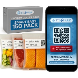 Vacuum Sealer Bags for Food Storage - Pack of 150 Smart QR Code Vacuum-Bags- 8" x 12", BPA-Free, 3.5-Mil Thick Vacuum-Storage Bags for Food Prep, Freezer Storage & Sous Vide Bag, Food-Storage Bag
